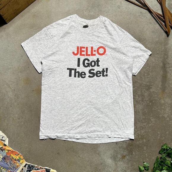 Vintage 90s Single Stitch Jell-O Promo Tee Mens Large Grey "I Got The Set" Shirt - Picture 1 of 4